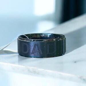 Black Stainless Steel DAD Ring Size 8